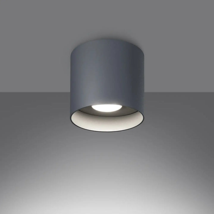 Luminaire plafonnier mika moderne gris cylindrique avec finition mate et intérieur blanc pour un plafond mika allie simplicité