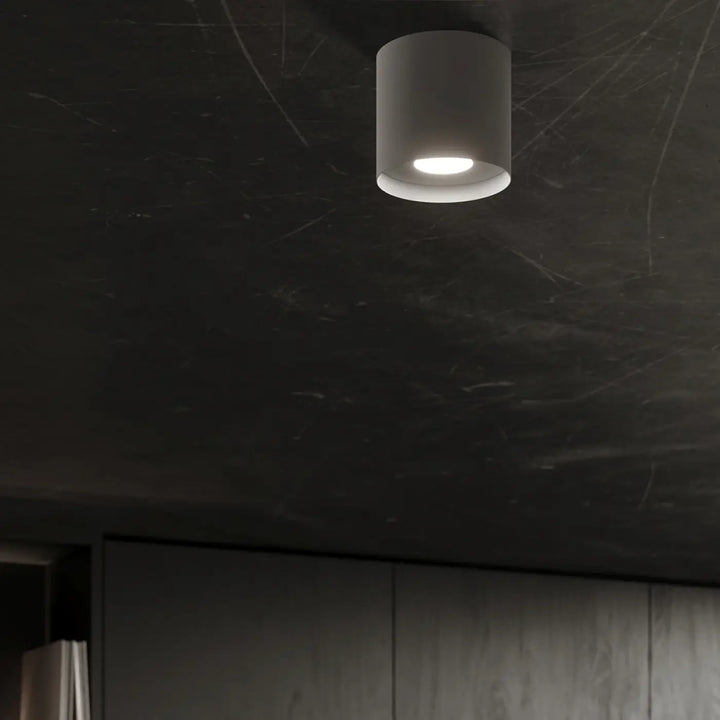 Luminaire plafonnier mika gris cylindre blanc encastré au design minimaliste plafond mika moderne et simplicité