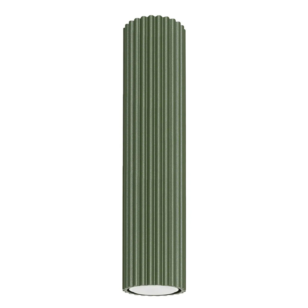 Luminaire plafonnier karbon 30 vert olive design minimaliste avec ampoules gu10 interchangeables et finition côtelée