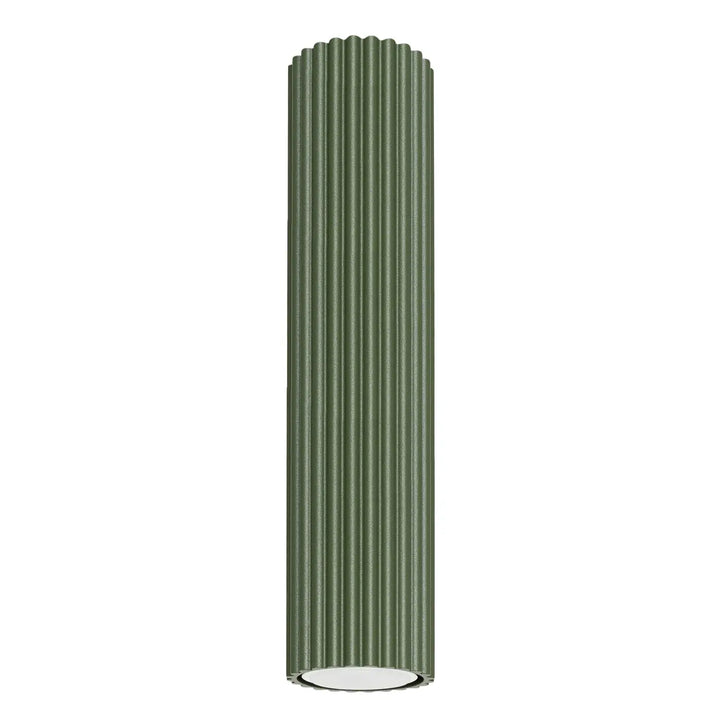 Luminaire plafonnier karbon 30 vert olive design minimaliste avec ampoules gu10 interchangeables et finition côtelée