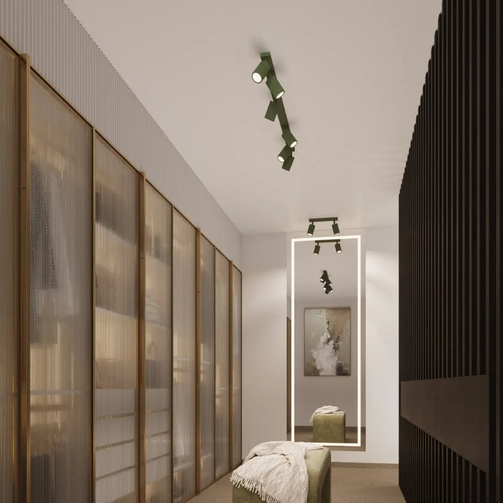 Luminaire plafonnier karbon 30 vert olive avec design minimaliste et ampoules gu10 interchangeables