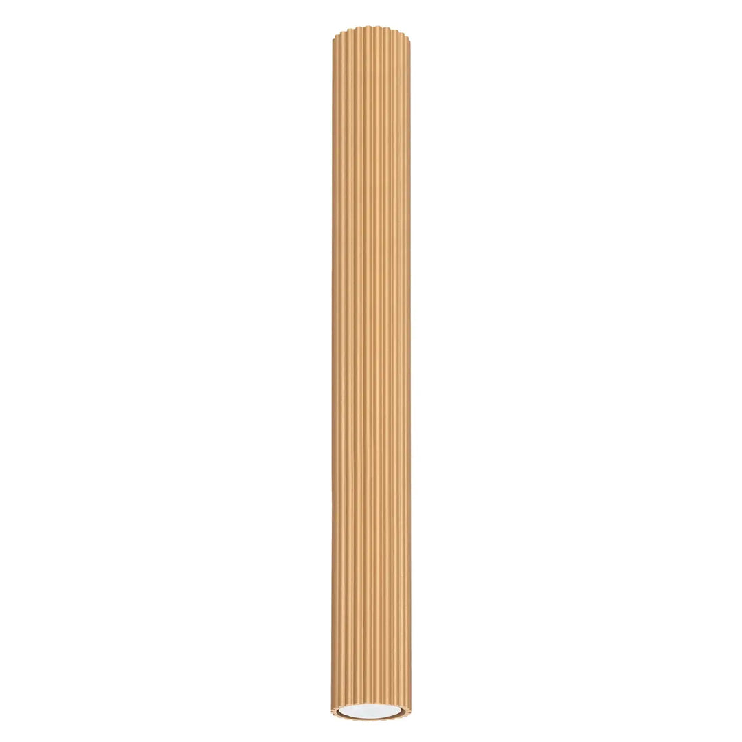 Luminaire plafonnier karbon 60 or finition or avec surface cylindrique nervurée verticale et ampoules gu10 interchangeables design minimaliste