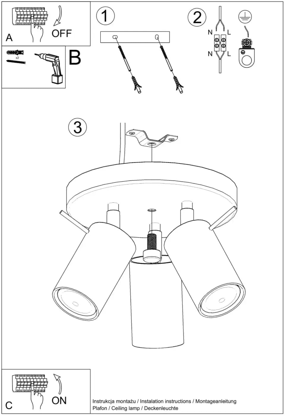 Luminaire plafonnier ring 3p vert olive avec trois têtes cylindriques réglables pour un éclairage flexible minimalisme moderne