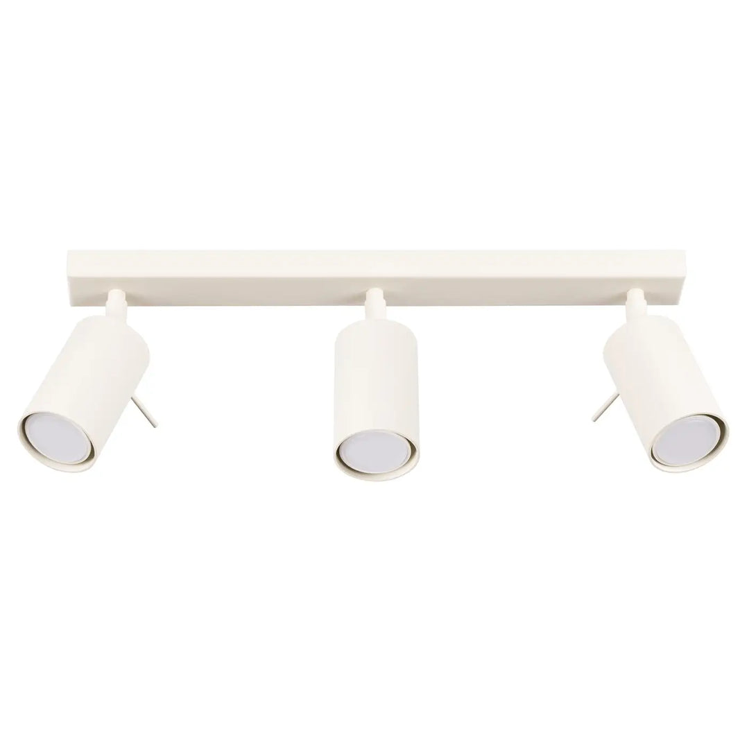 Luminaire plafonnier ring 3l beige avec trois spots cylindriques blancs pour un éclairage flexible et minimalisme moderne