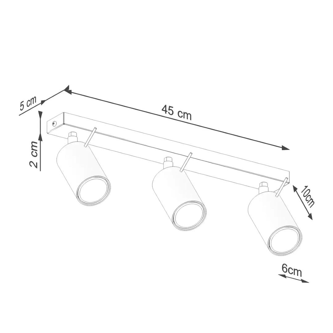 Luminaire plafonnier ring 3l beige avec trois cylindres et barre métallique pour un éclairage flexible minimalisme moderne