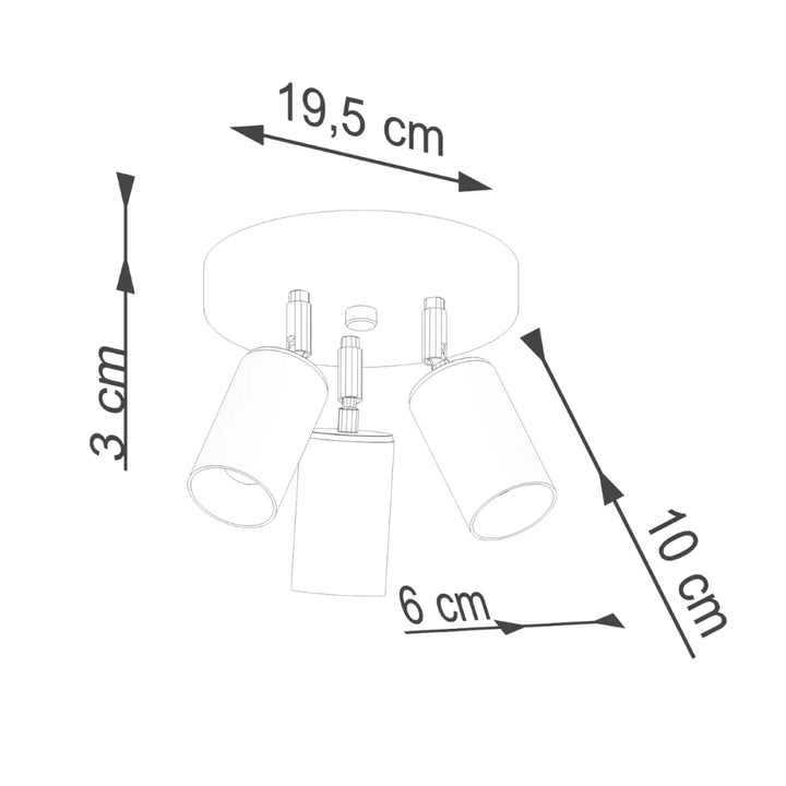 Luminaire plafonnier winx 3p noir avec trois abat-jours cylindriques et base circulaire minimaliste allie design moderne