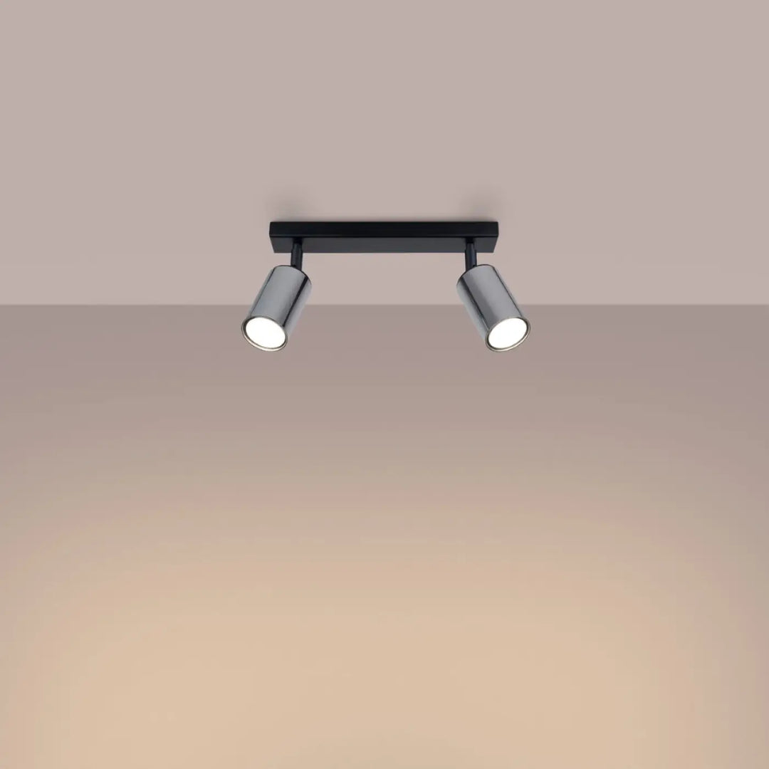 Luminaire plafonnier winx 2 noir chrome avec double spot design moderne lampe winx allie pour éclairage élégant