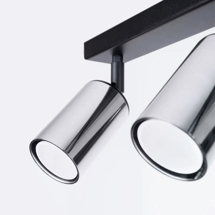 Plafonnier winx design chrome avec spots cylindriques modernes et barre de fixation noire élégante lampe winx allie