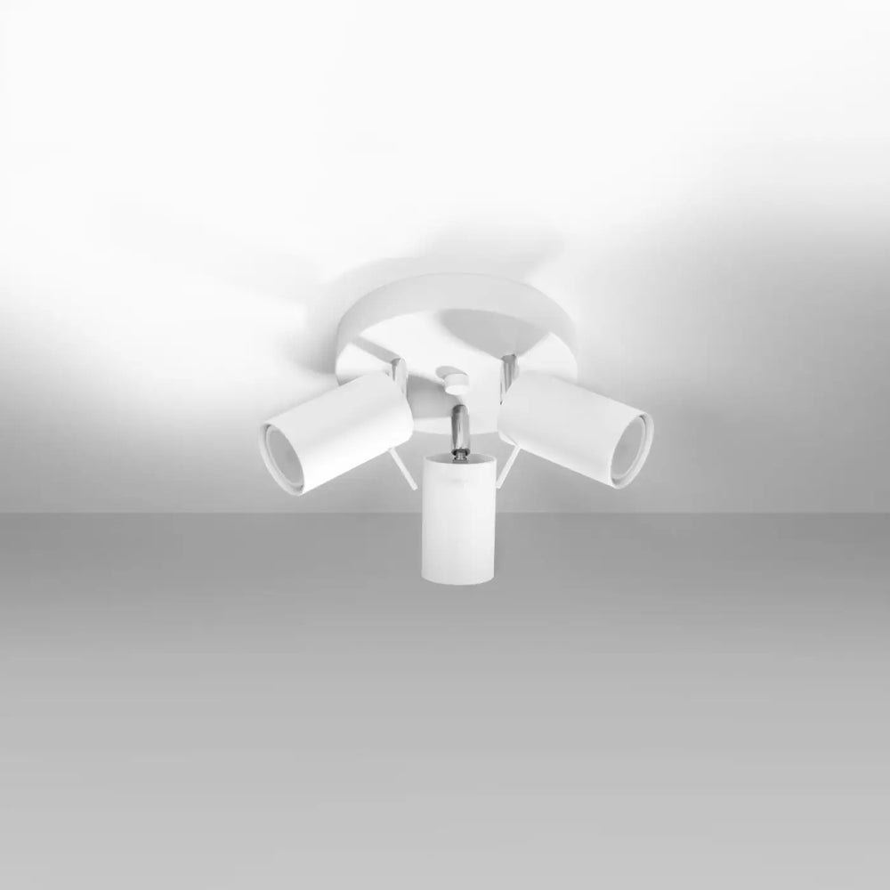 Luminaire plafonnier ring 3p blanc avec trois abat-jour cylindriques minimalistes pouvez installer facilement
