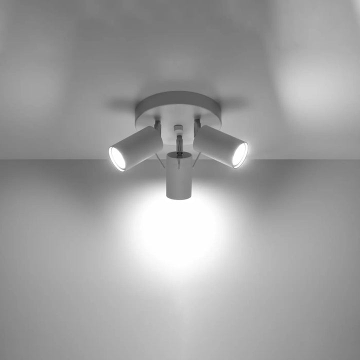 Luminaire plafonnier ring 3p blanc avec trois spots cylindriques ajustables que vous pouvez facilement installer