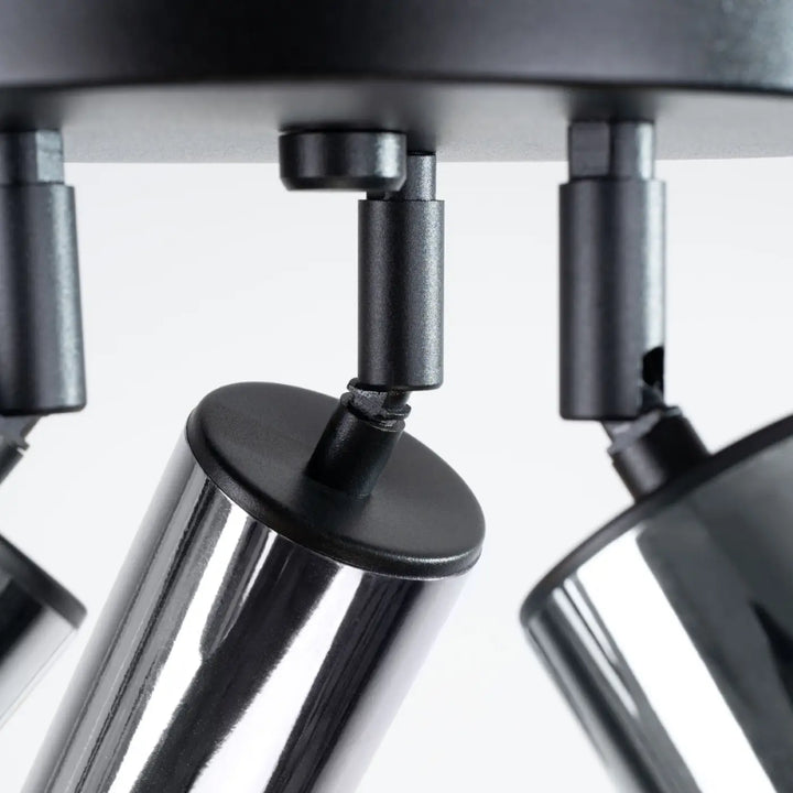 Luminaire plafonnier winx 3p noir en chrome et noir avec fixation réglable pour éclairage directionnel moderne