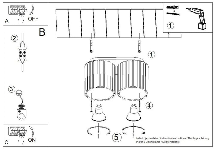 Luminaire plafonnier aura 2 avec deux abat-jours cylindriques en matière blanche forme unique inspirée