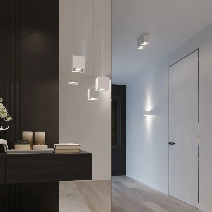 Luminaire plafonnier quad 2 blanc avec plafonniers cubes modernes montées individuellement pour magnifique décoration minimaliste