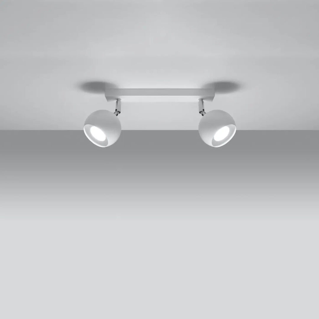 Plafonnier moderne oculare 2 blanc sphérique avec deux spots ajustables design original pour éclairage intérieur