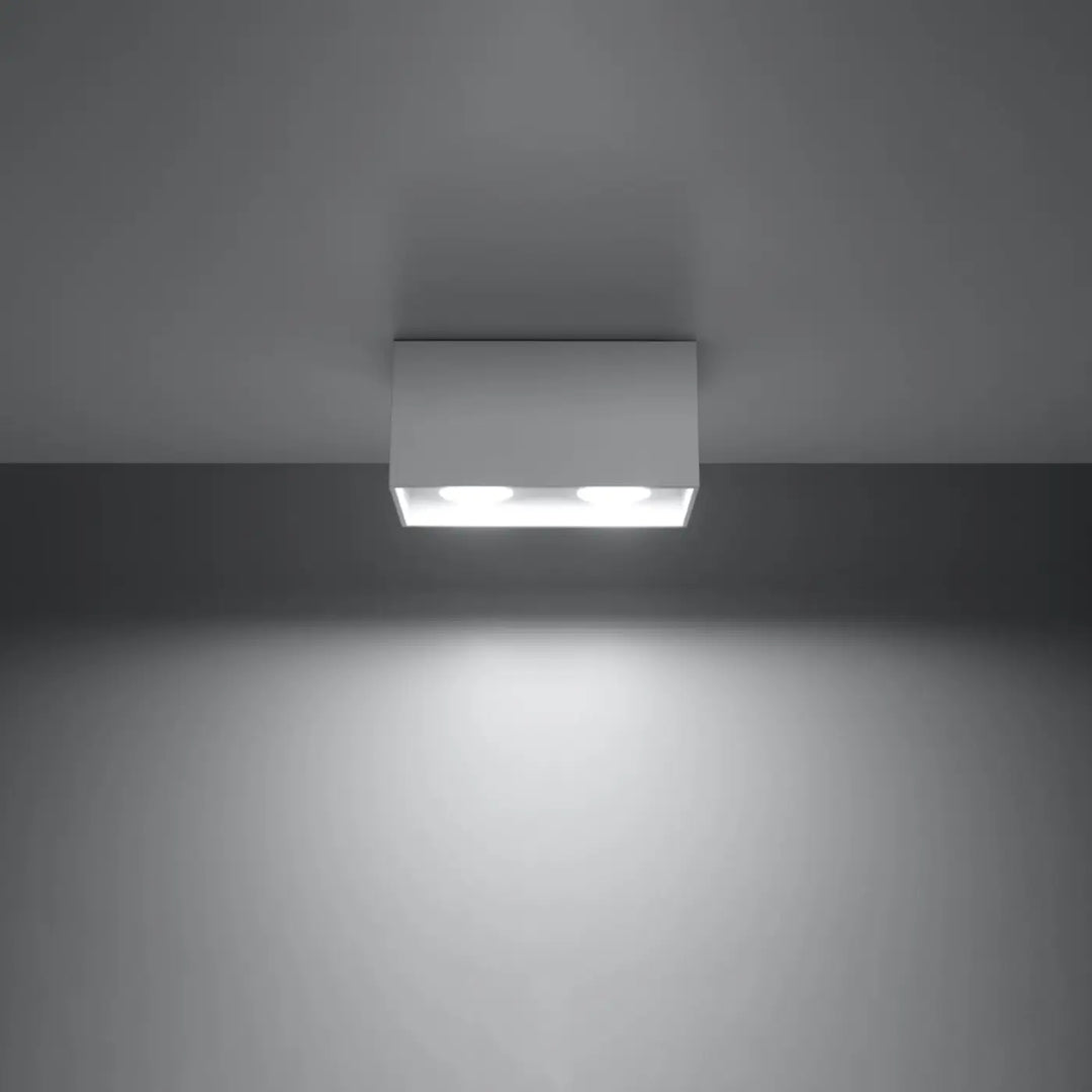 Luminaire plafonnier quad blanc rectangulaire avec deux ampoules led pour plafond quad maxi en bois naturel