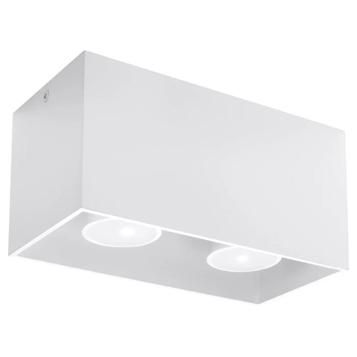 Luminaire plafonnier quad blanc avec deux ampoules led circulaires pour plafond quad maxi en bois naturel