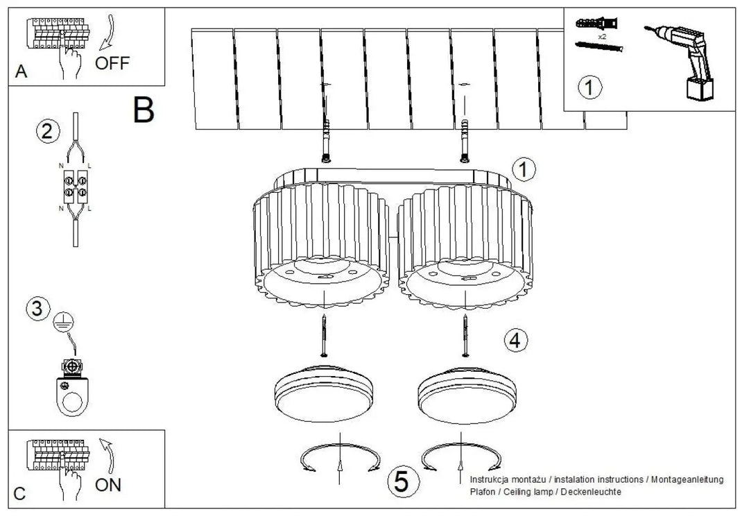 Luminaire plafonnier aura 2 avec double forme unique inspirée circulaire à corps métallique cannelé vert olive