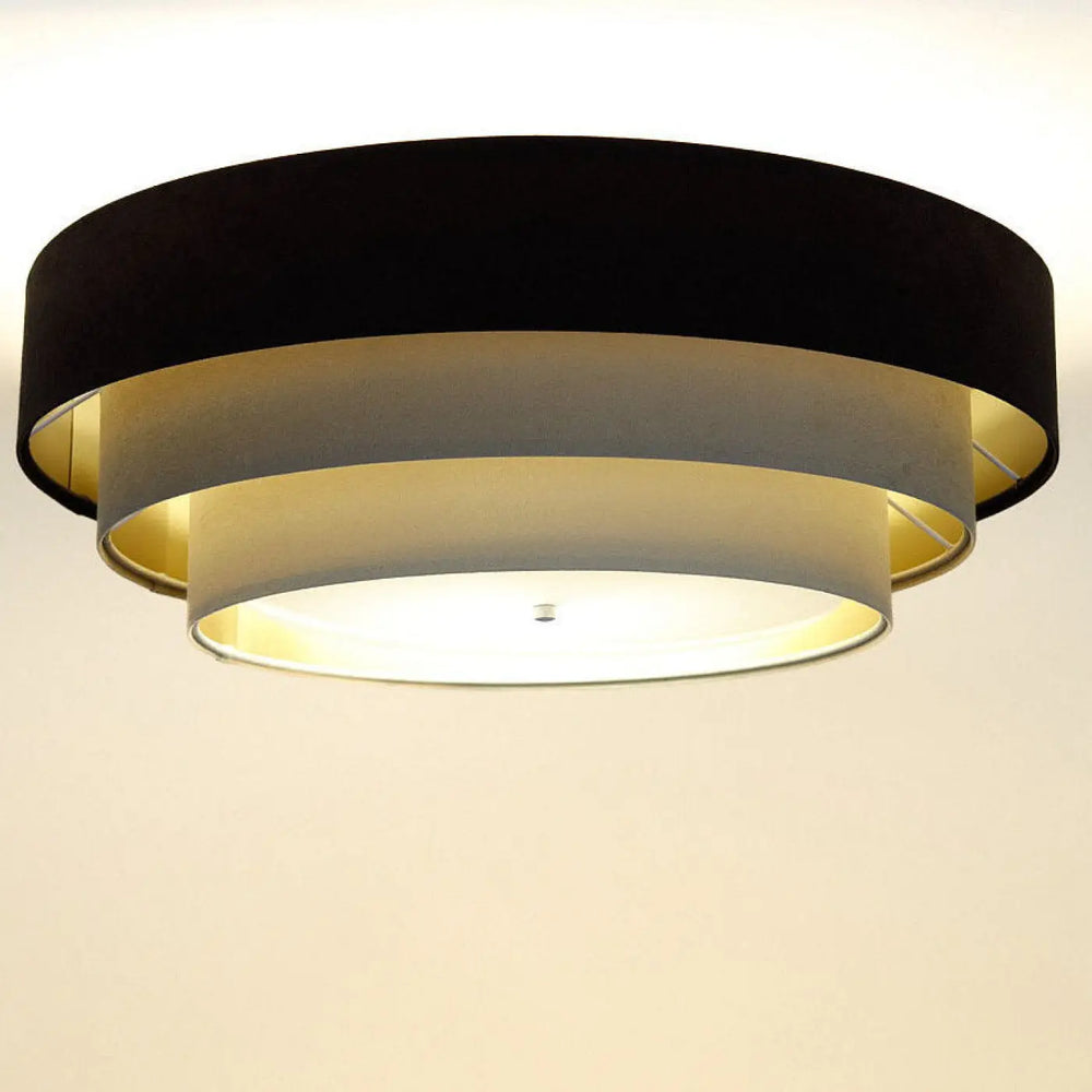 Plafonnier élégant triniti veloursstoff marron beige doré avec finition textile et abat-jour en tissu pour salon moderne