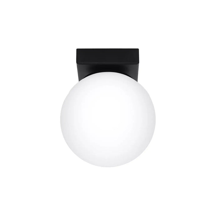 Plafon yoli noir avec globe en verre sphérique givré pour une classe à part murale élégante et moderne