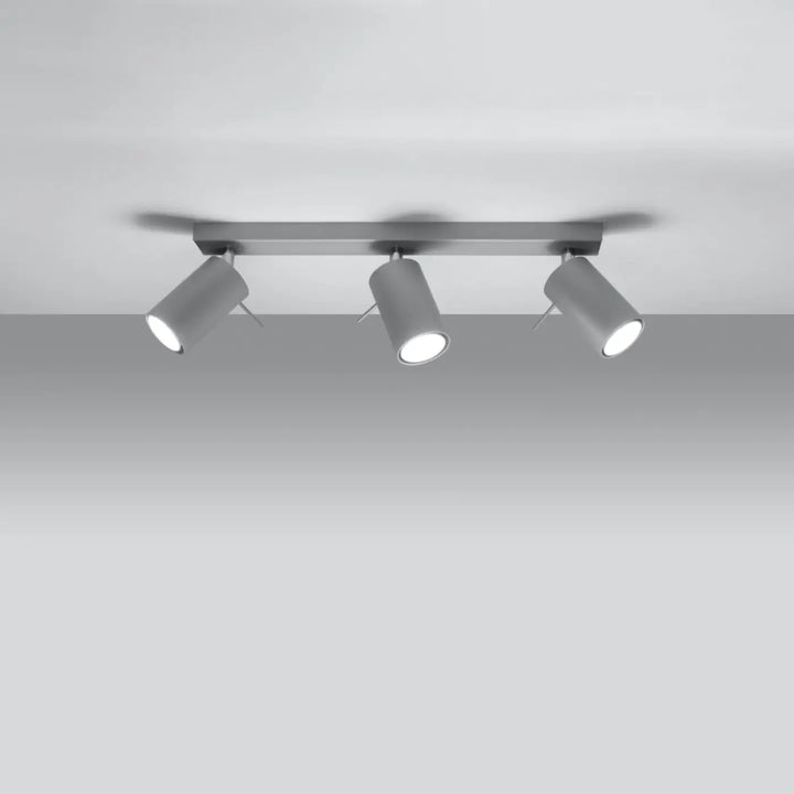 Luminaire plafonnier gris metal avec trois spots ajustables vous pouvez facilement installer de la collection ring