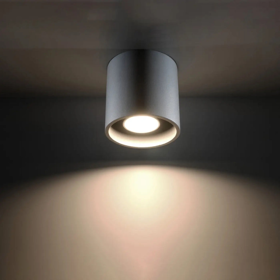 Plafonnier orbis 1 gris en bois naturel avec finition mate et éclairage blanc chaud moderne cylindrical ceiling light