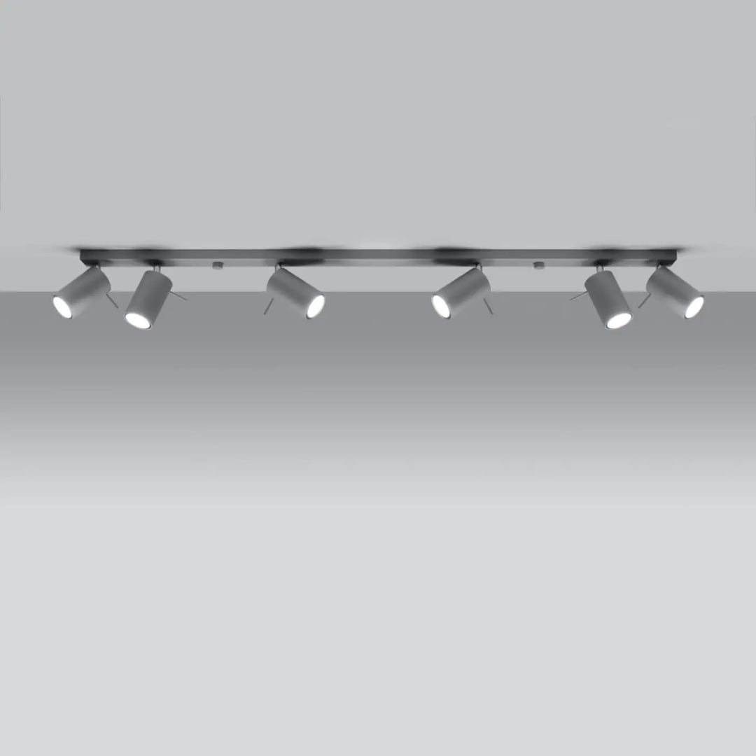 Luminaire plafonnier ring 6l gris en métal avec bras réglables pour une atmosphère intérieure élégante et moderne