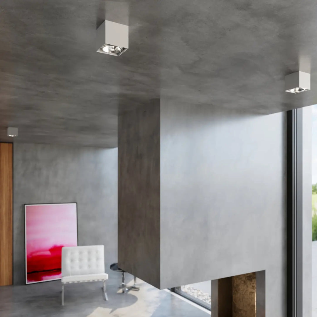 Plafonnier blake moderne en forme minimaliste avec finition métallique grise carrée encastrée blanche