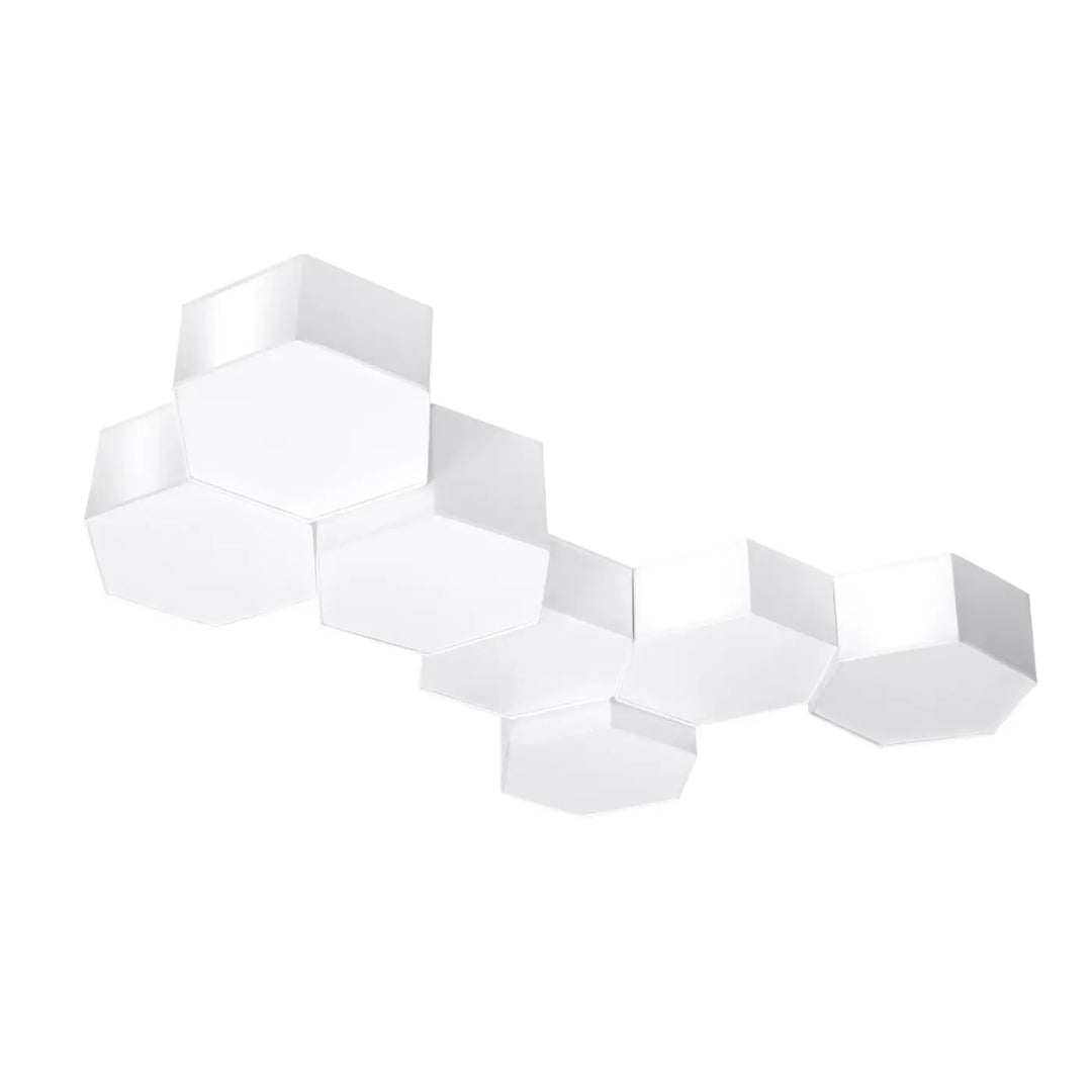 Luminaire plafonnier sunde 13 blanc avec étagères murales hexagonales en formes géométriques modernes