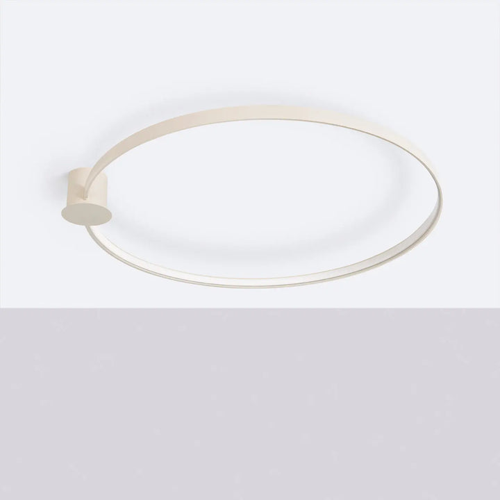 Luminaire plafonnier collection rio design moderne en métal beige off white avec éclairage led intégré 3000k oval minimaliste
