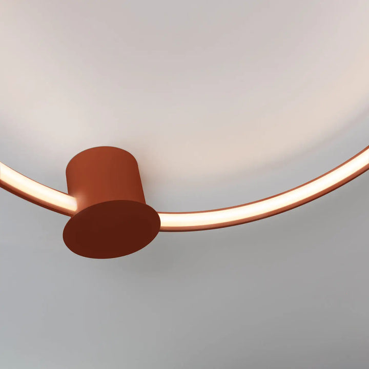 Luminaire plafonnier cuivre collection rio design moderne avec base cylindrique 3000k rouge ocre