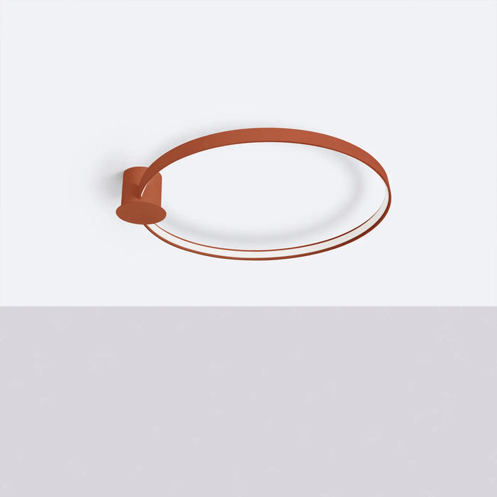Luminaire plafonnier collection rio design moderne avec cadre en métal terracotta mat et panneau en verre clair