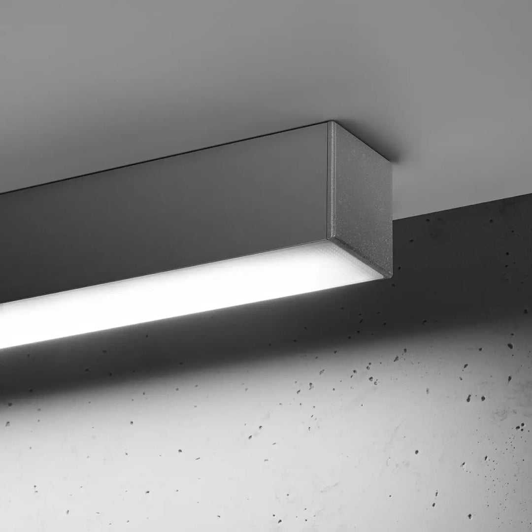 Luminaire plafonnier collection pinne en gris avec module led intégré et paramètres d’éclairage 4000k moderne rectangulaire