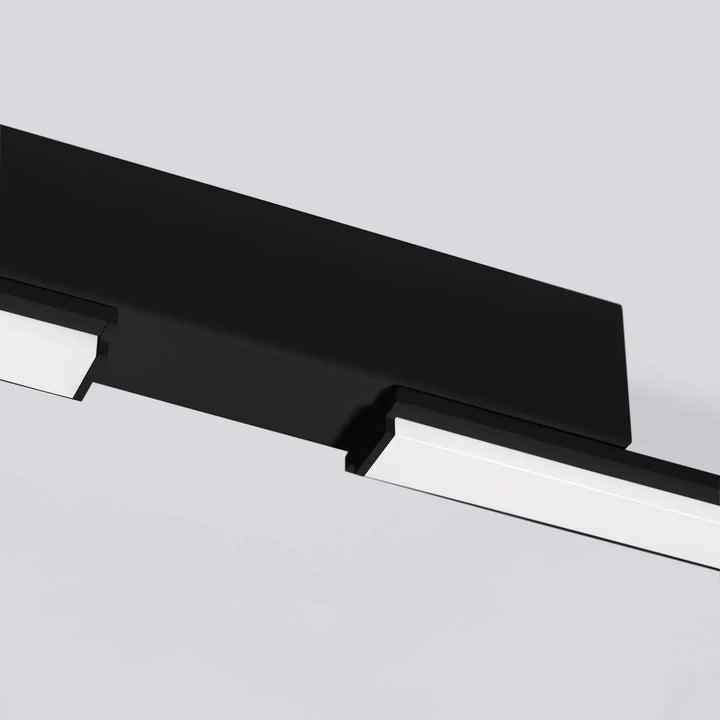 Luminaire plafonnier lagom noir avec lumiere chaude 3000k et plafonniers linéaires trois longueurs intégrés