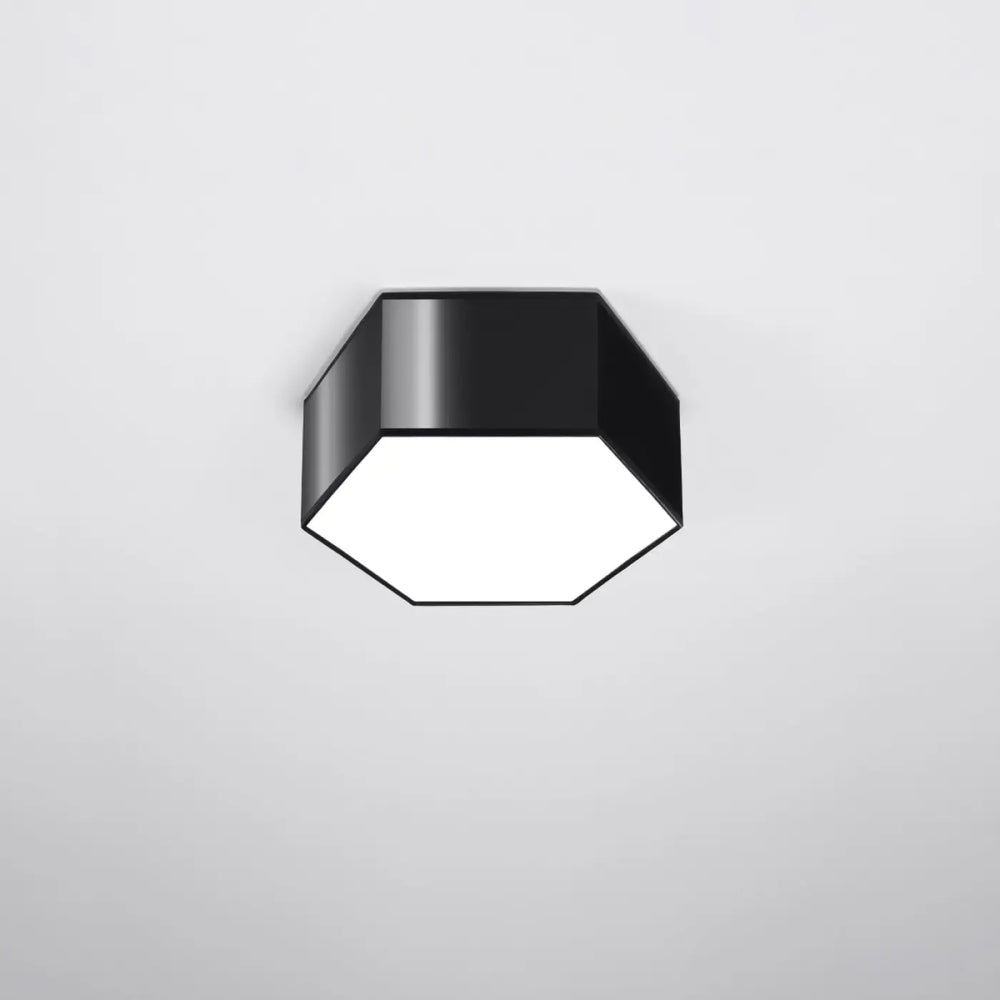 Luminaire plafonnier sunde 13 noir avec formes géométriques hexagonales en finition mate moderne
