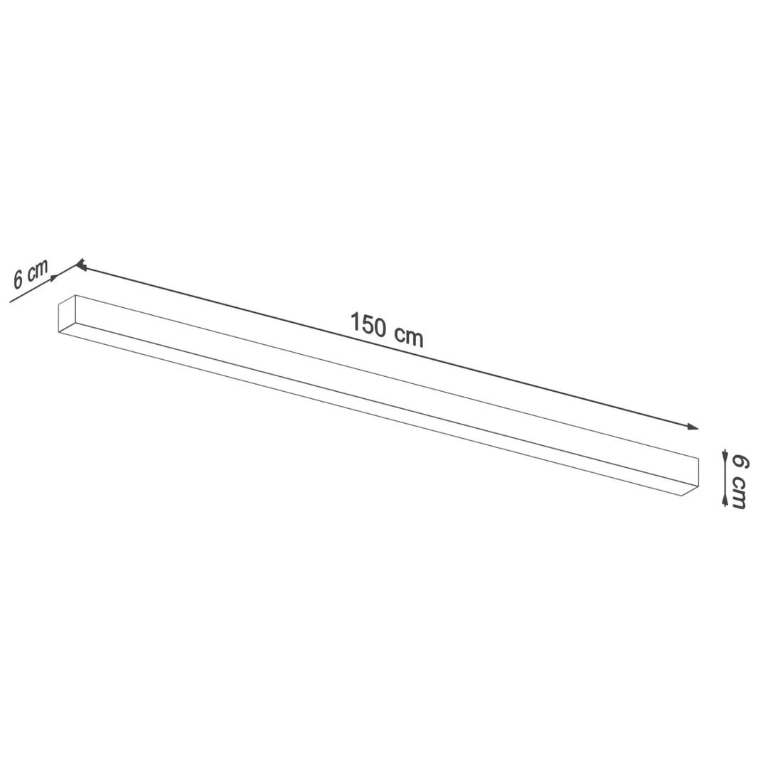 Luminaire plafonnier pinne 150 noir led rectangulaire 150 cm collection pinne avec paramètres d’éclairage et différentes tailles