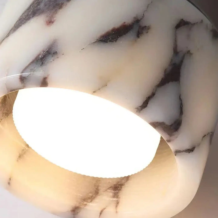 Luminaire plafonnier gap­si avec abat-jour en marbre moderne marbré blanc crème à veines foncées