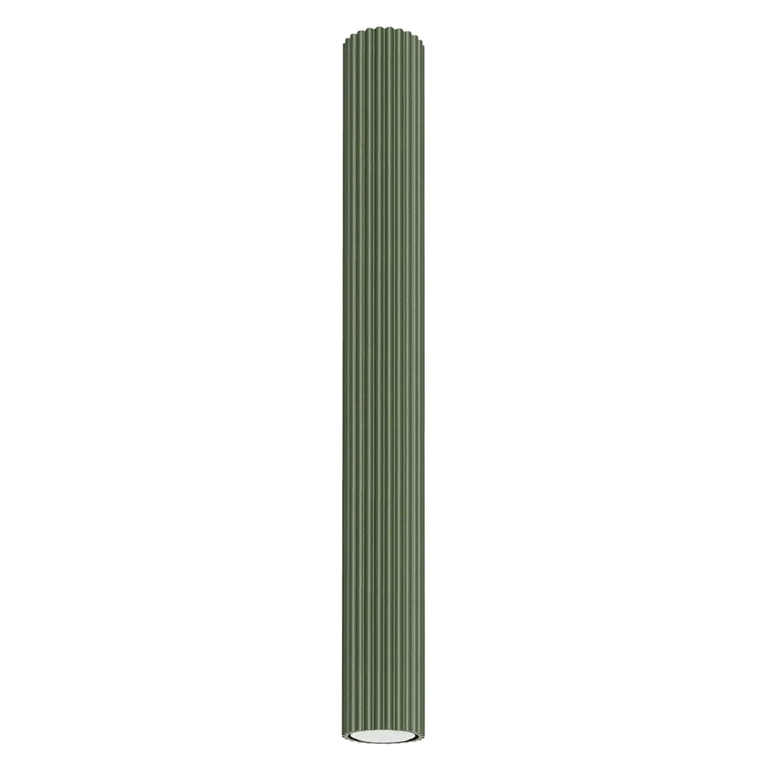Plafonnier karbon allie vert olive en design minimaliste avec ampoules gu10 interchangeables cylindrique côtelé
