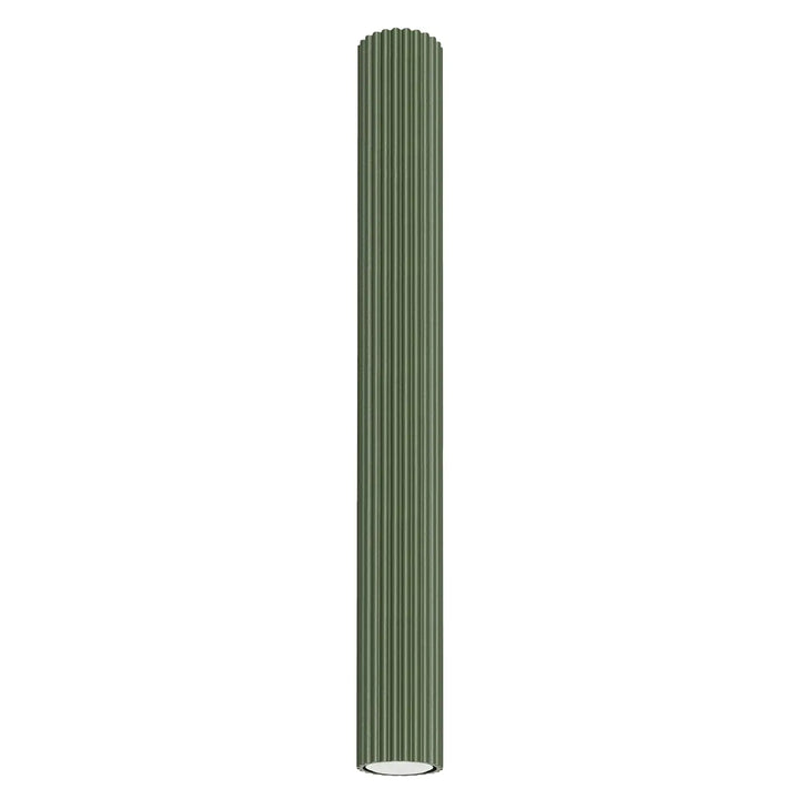 Plafonnier karbon allie vert olive en design minimaliste avec ampoules gu10 interchangeables cylindrique côtelé