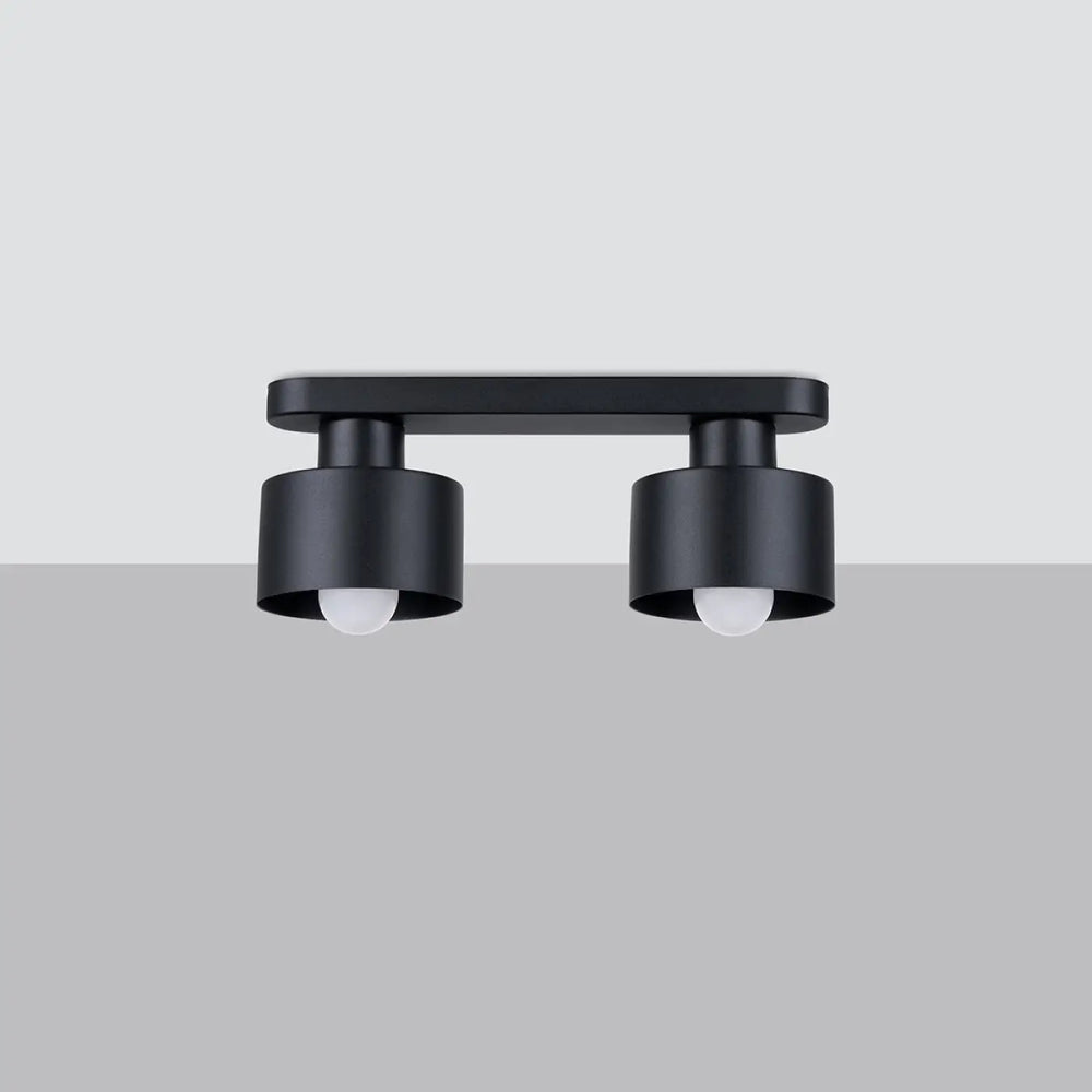 Luminaire plafonnier savar 2 noir avec deux têtes cylindriques mates intégrées lampy z linii savar przyciągają uwagę jednocześnie emanują prostotą