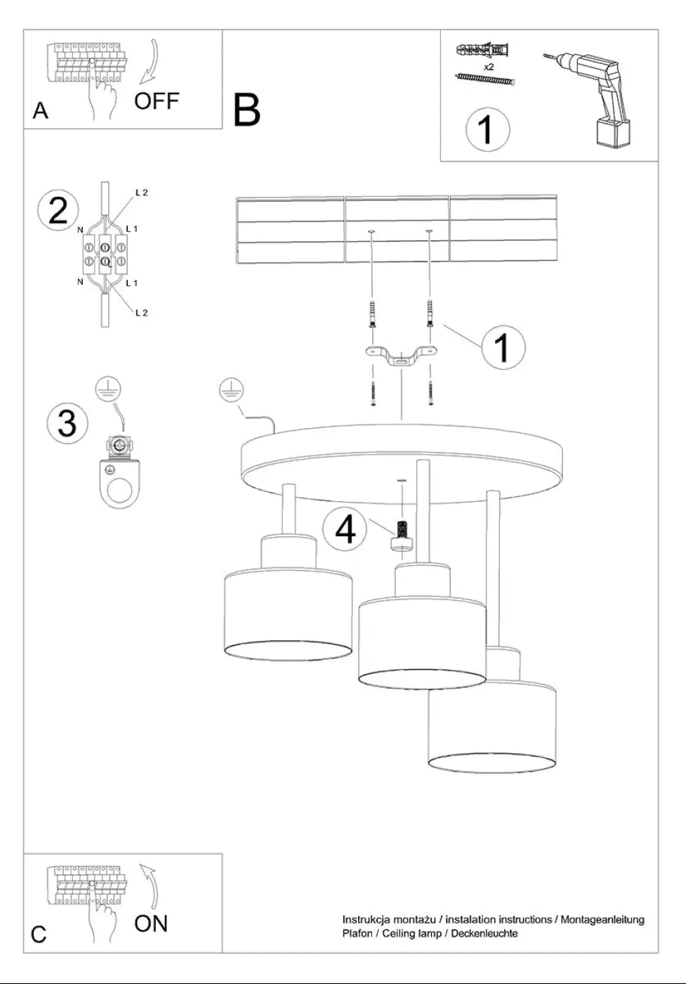 Schéma d'installation du luminaire