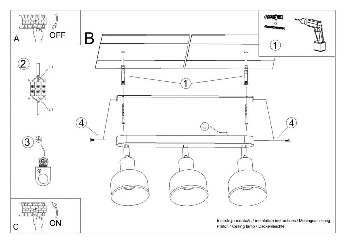 Schéma d'installation du luminaire
