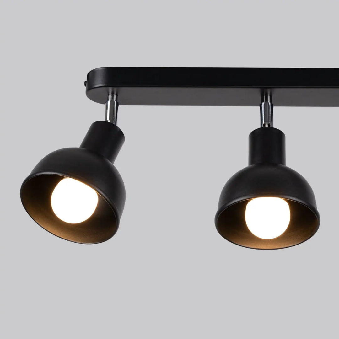 Luminaire plafonnier elba 3 noir avec deux spots réglables design minimalisme combiné et éléments subtils en finition mate noire