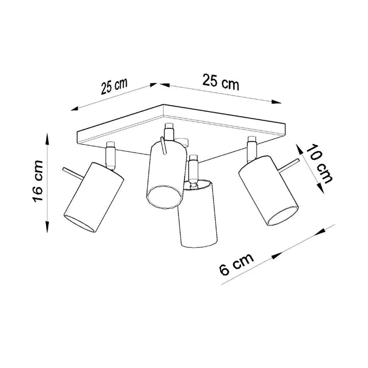 Luminaire plafonnier ring 4 noir avec quatre bras réglables pour créer une ambiance intérieure de demi-obscurité chaleureuse
