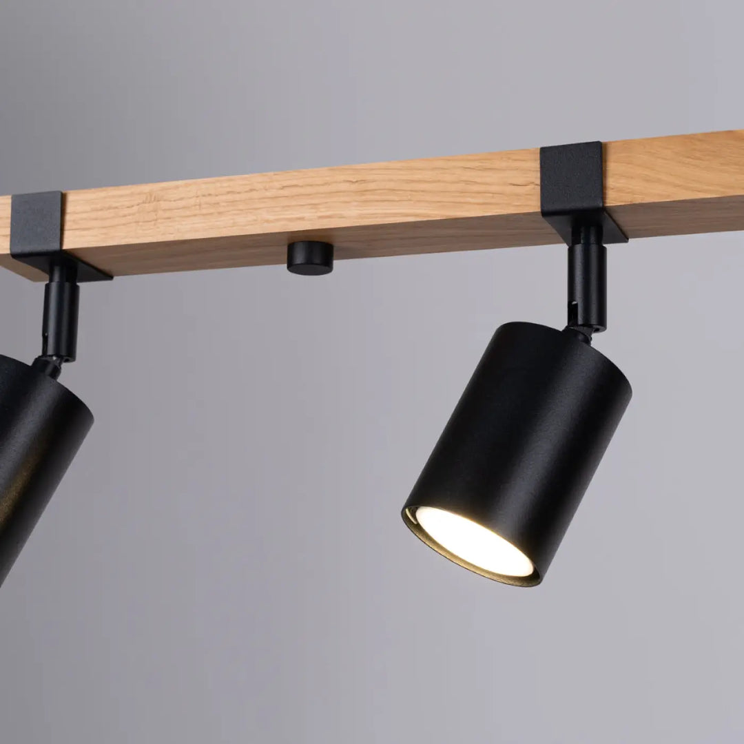 Luminaire plafonnier fager 4l noir avec boîtier moderne et abat-jours orientables en lampe directionnelle noire