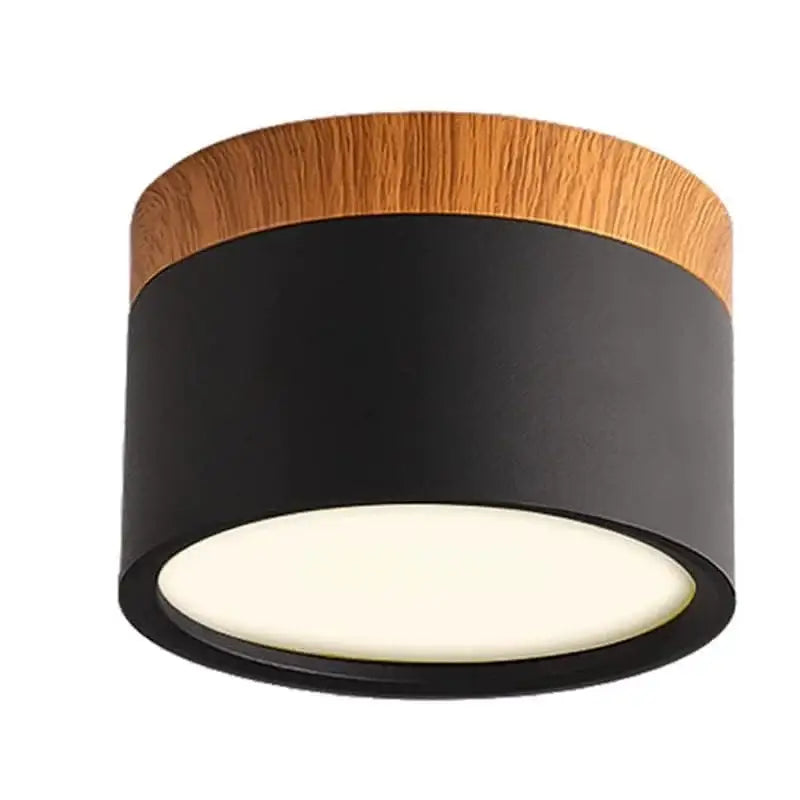 Luminaire plafonnier noir et bois design moderne au style épuré