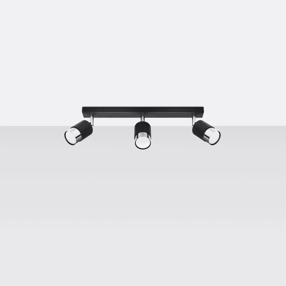 Luminaire plafonnier nero 3 noir chrome avec trois spots ajustables pour un plafonnier applique moderne