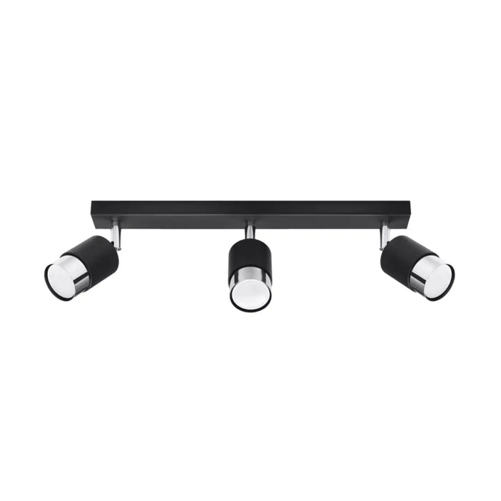 Luminaire plafonnier noir chrome avec trois spots réglables finition mate pour plafonnier applique moderne plafond nero