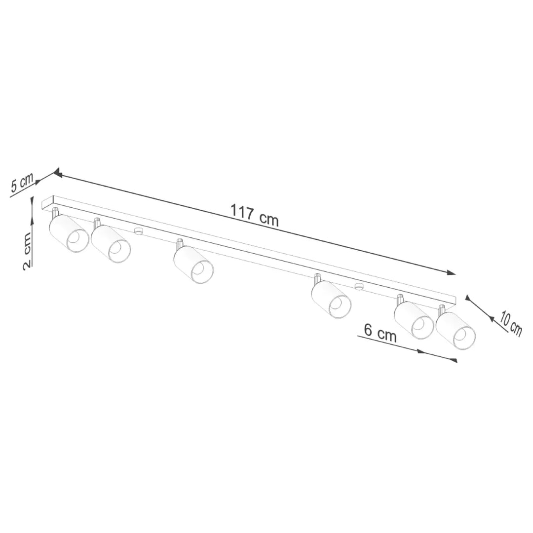 Luminaire plafonnier winx 6l noir avec 117 cm de longueur et six spots ajustables lampe winx allie design moderne