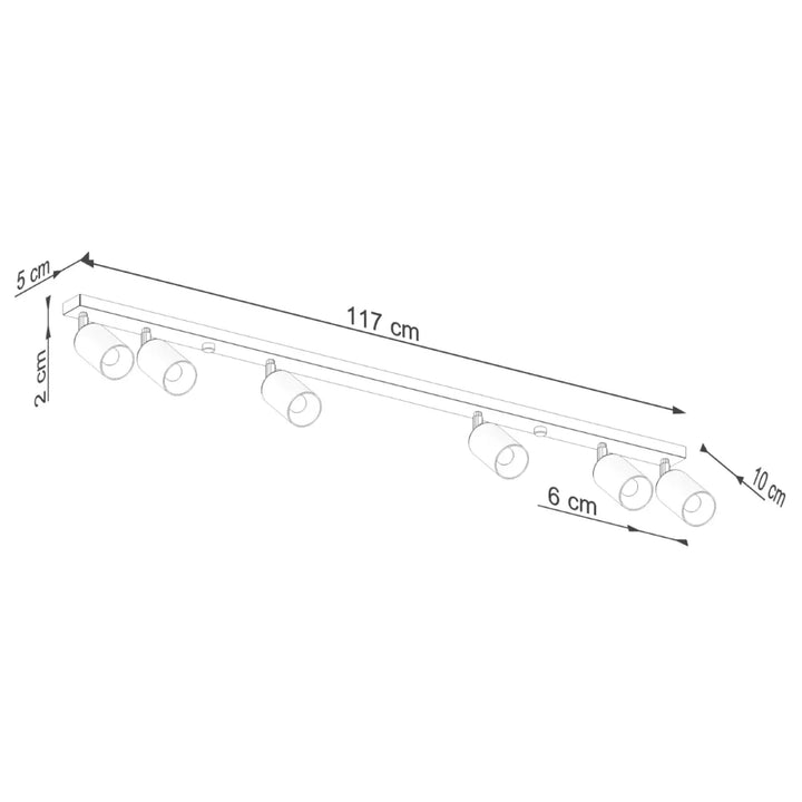 Luminaire plafonnier winx 6l noir avec 117 cm de longueur et six spots ajustables lampe winx allie design moderne