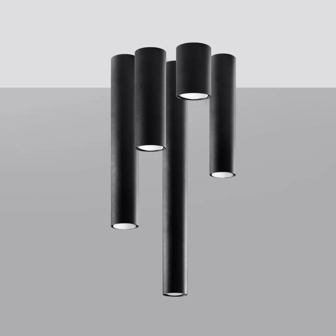 Luminaire plafonnier lagos 20 noir avec suspension cylindrique moderne finition mate et lumière fonctionnelle led blanche